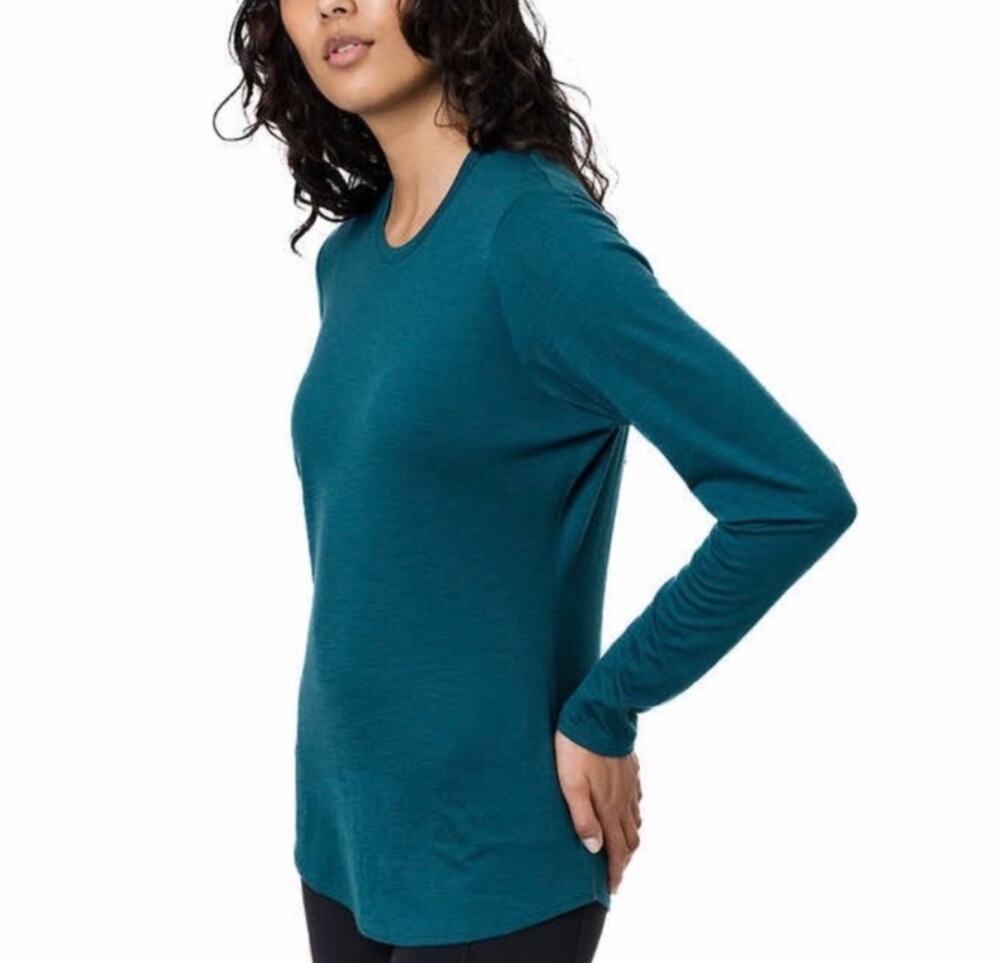 SEGMENTS Women's 100% Merino Wool Long Sleeve Crew Neck Base Layer Top, X-Large